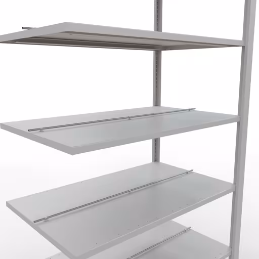 Anbauregal, Büro-Fachbodenregal Stecksystem MULTIplus150, 2300 x 1000 x 600 mm (HxBxT), 7 Fachböden, Längenriegel, mit Mittelanschlag, lichtgrau von Schulte Lagertechnik aus der Kategorie Büroregale