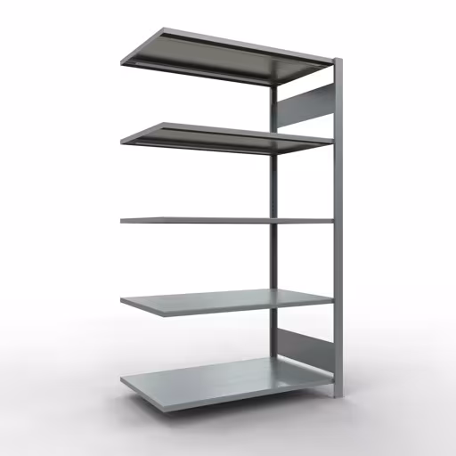 Anbauregal, Büro-Fachbodenregal Stecksystem MULTIplus150, 1800 x 1000 x 600 mm (HxBxT), 5 Fachböden, Längenriegel, verzinkt, ohne Mittelanschlag aus der Kategorie Stecksystem mit der Artikelnummer 17758