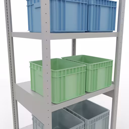 Abbildung Nr 13 des Artikels Grundregal, Fachbodenregal Stecksystem MULTIplus250, 2500 x 750 x 600 mm (HxBxT), 6 Fachböden, Längenriegel, RAL 7035 lichtgrau aus der Produktgruppe Stecksystem von der Marke Schulte Lagertechnik