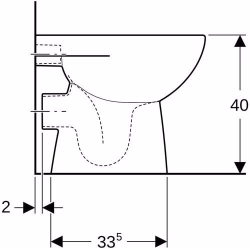 Geberit Renova Stand-WC Tiefspüler, Abgang horizontal teilgeschlossene Form, Tiefe: 49cm, weiß
