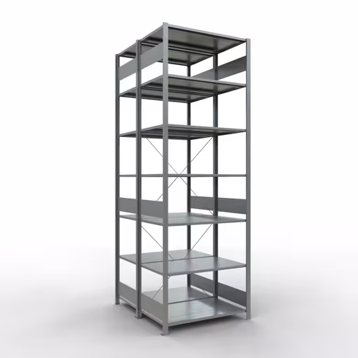 Grundregal, Doppelregal, Fachbodenregal Stecksystem MULTIplus150, 3000 x 1000 x (2x1200) mm (HxBxT), 2x7 Fachböden, Kreuzstrebe, verzinkt aus der Kategorie Doppelregale mit der Artikelnummer 13762