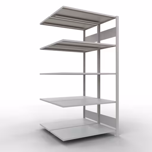 Anbauregal, Doppelregal, Fachbodenregal Stecksystem MULTIplus150, 2000 x 1000 x (2x500) mm (HxBxT), 2x5 Fachböden, Längenriegel, RAL 7035 lichtgrau von der Marke Schulte Lagertechnik Anbauregal, Doppelregal, Fachbodenregal Stecksystem MULTIplus150, 2000 x 1000 x (2x500) mm (HxBxT), 2x5 Fachböden, Längenriegel, RAL 7035 lichtgrau aus der Kategorie Doppelregale mit der Artikelnummer 33155