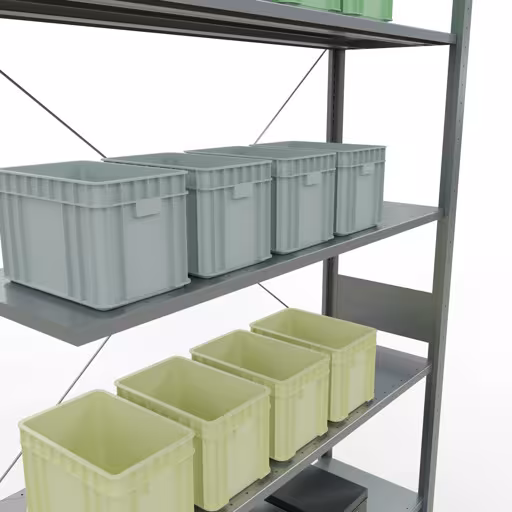 Stecksystem Anbauregal 3000x1300x400 mm, Typ 150 kg, verzinkt mit der GTIN 4004514217783 Stecksystem Anbauregal 3000x1300x400 mm, Typ 150 kg, verzinkt von Schulte Lagertechnik mit der Artikelnr. 12747-130