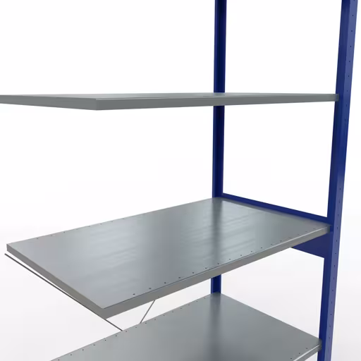 Abbildung Nr 11 des Artikels Anbauregal, Fachbodenregal Stecksystem MULTIplus85, 2500 x 1000 x 600 mm (HxBxT), 6 Fachböden, Kreuzstrebe, RAL 5010 enzianblau aus der Produktgruppe Stecksystem von der Marke Schulte Lagertechnik