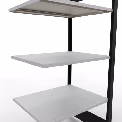 Anbauregal, Büro-Fachbodenregal Stecksystem MULTIplus150, 1800 x 750 x 600 mm (HxBxT), 5 Fachböden, Längenriegel, ohne Mittelanschlag, schwarz/lichtgrau von Schulte Lagertechnik aus der Kategorie Büroregale