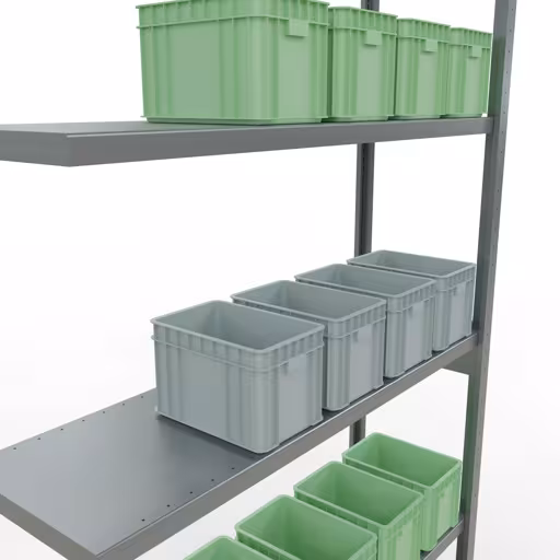 Produktbild Nr 13 des Artikels Anbauregal, Fachbodenregal Stecksystem MULTIplus250, 3000 x 1300 x 400 mm (HxBxT), 7 Fachböden, Längenriegel, verzinkt Abbildung Nr 13 des Artikels Anbauregal, Fachbodenregal Stecksystem MULTIplus250, 3000 x 1300 x 400 mm (HxBxT), 7 Fachböden, Längenriegel, verzinkt aus der Produktgruppe Stecksystem von der Marke Schulte Lagertechnik