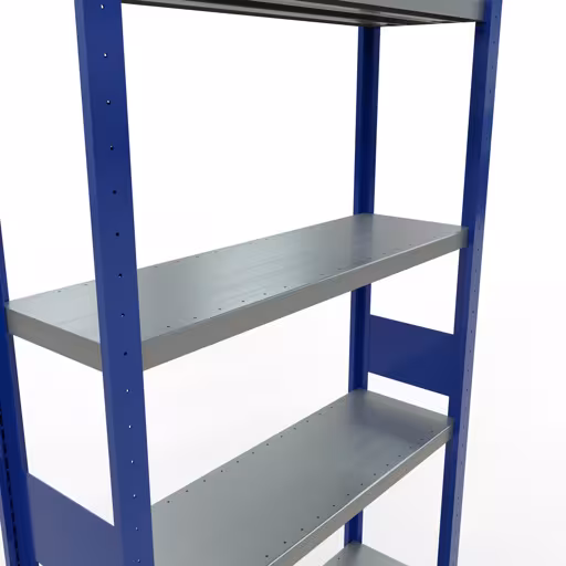 Grundregal, Fachbodenregal Stecksystem MULTIplus330, 3000 x 1000 x 300 mm (HxBxT), 7 Fachböden, Längenriegel, RAL 5010 enzianblau/verzinkt von Schulte Lagertechnik mit der Artikelnr. 13932-LR-B