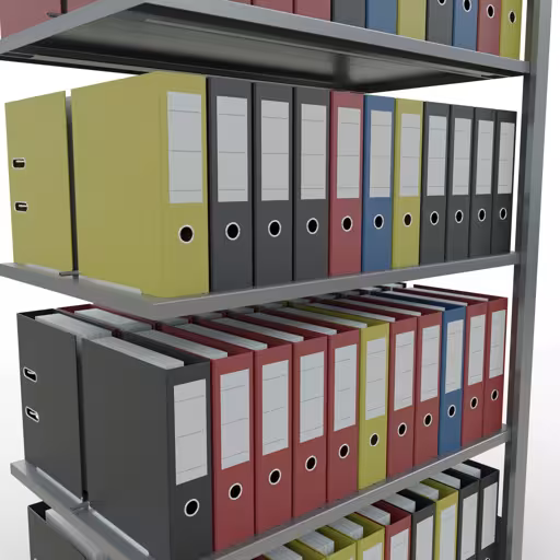 Abbildung Nr 12 des Artikels Anbauregal, Büro-Fachbodenregal Stecksystem MULTIplus150, 1800 x 1000 x 600 mm (HxBxT), 5 Fachböden, Längenriegel, verzinkt, mit Mittelanschlag aus der Produktgruppe Büroregale von der Marke Schulte Lagertechnik