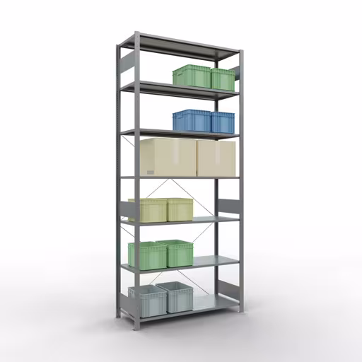 Zusatzbild des Artikels Stecksystem Grundregal 3000x1300x500 mm, Typ 150 kg, verzinkt Zusatzbild des Artikels Stecksystem Grundregal 3000x1300x500 mm, Typ 150 kg, verzinkt aus Grundregal