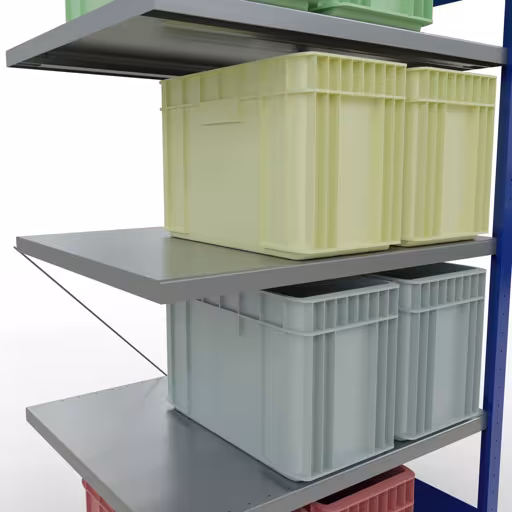 Andere Ansicht des Artikels Anbauregal, Fachbodenregal Stecksystem MULTIplus250, 2000 x 1000 x 800 mm (HxBxT), 5 Fachböden, Kreuzstrebe, RAL 5010 enzianblau/verzinkt Andere Ansicht des Artikels Anbauregal, Fachbodenregal Stecksystem MULTIplus250, 2000 x 1000 x 800 mm (HxBxT), 5 Fachböden, Kreuzstrebe, RAL 5010 enzianblau/verzinkt aus der Kategorie Stecksystem