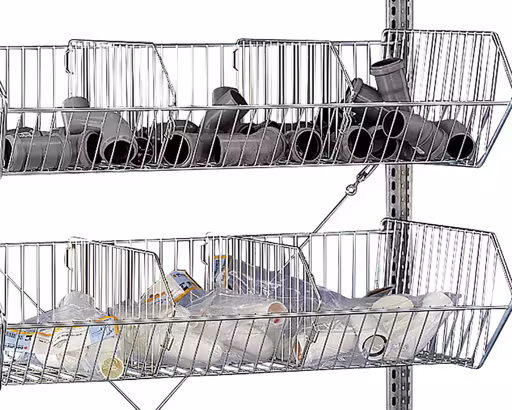 Andere Ansicht des Artikels Grundregal, Drahtgitterkorbregal MULTIplus150, 2000 x 1000 x 500 mm (HxBxT), verzinkt, 2 Fachböden, 4 Stück Drahtgitterkörbe Andere Ansicht des Artikels Grundregal, Drahtgitterkorbregal MULTIplus150, 2000 x 1000 x 500 mm (HxBxT), verzinkt, 2 Fachböden, 4 Stück Drahtgitterkörbe aus der Kategorie Fachbodenregale