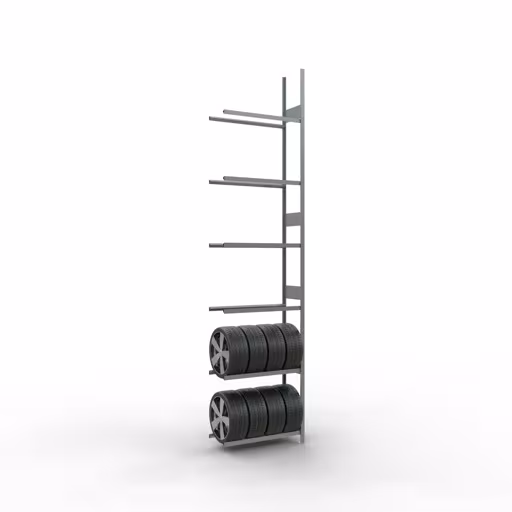 Produktbild Nr 7 des Artikels Anbauregal, Räder-/Reifenregal, 4500 x 1050 x 400 mm, verzinkt, 6 Lagerebenen á 150 kg Fachlast pro Ebene Abbildung Nr 7 des Artikels Anbauregal, Räder-/Reifenregal, 4500 x 1050 x 400 mm, verzinkt, 6 Lagerebenen á 150 kg Fachlast pro Ebene aus der Produktgruppe Fachbodenregale von der Marke Schulte Lagertechnik