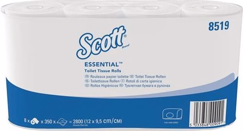 Toilettenpapier SCOTT® ESSENTIAL 8519 2-lagig, Kleinrollen 64 Rollen a 350 Blätter