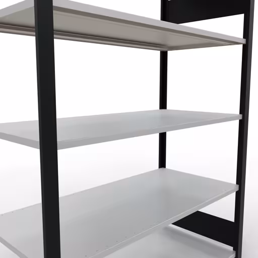 Grundregal, Büro-Fachbodenregal Stecksystem MULTIplus150, 1800 x 1300 x 600 mm (HxBxT), 5 Fachböden, Längenriegel, ohne Mittelanschlag, schwarz/lichtgrau von Schulte Lagertechnik aus der Kategorie Büroregale