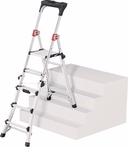 Stufenstehleiter TL100 Stufen 3-5 Stufen Aluminium eloxiert Gesamthöhe 1430-1900 mm teleskopierbar HAILO aus der Kategorie Stehleitern mit der Teilenummer 9000463140