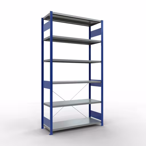 Abbildung Nr 14 des Artikels Grundregal, Fachbodenregal Stecksystem MULTIplus250, 2500 x 1300 x 500 mm (HxBxT), 6 Fachböden, Kreuzstrebe, RAL 5010 enzianblau/verzinkt aus der Produktgruppe Stecksystem von der Marke Schulte Lagertechnik