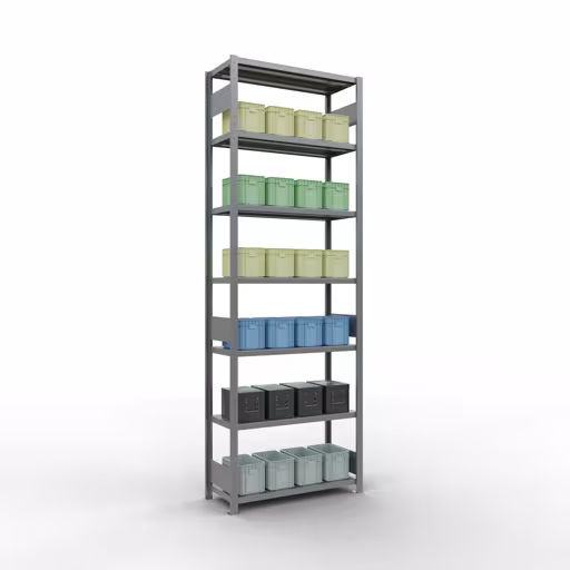 Produktbild Nr 13 des Artikels Grundregal, Fachbodenregal Stecksystem MULTIplus330, 3000 x 1000 x 400 mm (HxBxT), 7 Fachböden, Längenriegel, verzinkt Abbildung Nr 13 des Artikels Grundregal, Fachbodenregal Stecksystem MULTIplus330, 3000 x 1000 x 400 mm (HxBxT), 7 Fachböden, Längenriegel, verzinkt aus der Produktgruppe Stecksystem von der Marke Schulte Lagertechnik