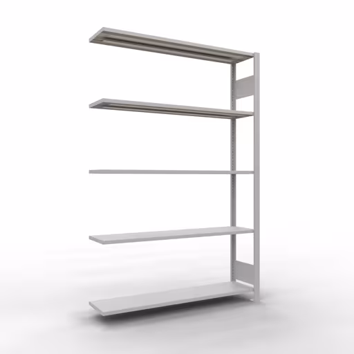 Anbauregal, Fachbodenregal Stecksystem MULTIplus150, 2000 x 1300 x 300 mm (HxBxT), 5 Fachböden, Längenriegel, RAL 7035 lichtgrau von Schulte Lagertechnik aus der Kategorie Stecksystem