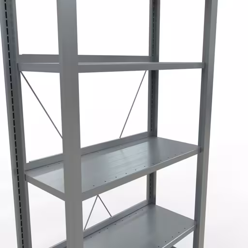 Grundregal, Büro-Fachbodenregal Stecksystem MULTIplus85, 2000 x 750 x 300 mm (HxBxT), 6 Fachböden, Kreuzstrebe, verzinkt, mit Anschlagleiste aus der Kategorie Stecksystem mit der GTIN 4004514219862 Grundregal, Büro-Fachbodenregal Stecksystem MULTIplus85, 2000 x 750 x 300 mm (HxBxT), 6 Fachböden, Kreuzstrebe, verzinkt, mit Anschlagleiste von der Marke Schulte Lagertechnik aus der Produktreihe Büroregale