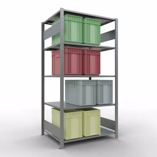 Grundregal, Fachbodenregal Stecksystem MULTIplus150, 2000 x 1000 x 800 mm (HxBxT), 5 Fachböden, Längenriegel, verzinkt aus der Kategorie Grundregal mit der GTIN 4004514281296 Grundregal, Fachbodenregal Stecksystem MULTIplus150, 2000 x 1000 x 800 mm (HxBxT), 5 Fachböden, Längenriegel, verzinkt von der Marke Schulte Lagertechnik aus der Produktreihe Stecksystem