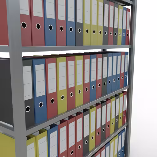 Abbildung Nr 10 des Artikels Grundregal, Büro-Fachbodenregal Stecksystem MULTIplus85, 2000 x 1300 x 300 mm (HxBxT), 6 Fachböden, Kreuzstrebe, verzinkt, mit Anschlagleiste aus der Produktgruppe Büroregale von der Marke Schulte Lagertechnik