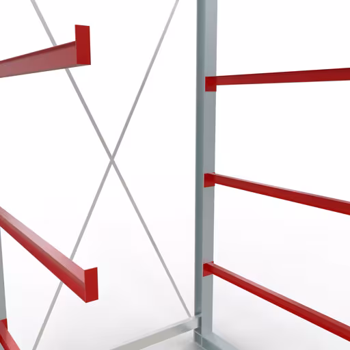 Abbildung Nr 10 des Artikels K 6000 Komplettregal, einseitig, 3000 x 1500 x 1250 mm, RAL 7001 / RAL 3000, 5 Lagerebenen aus der Produktgruppe Kragarmregale von der Marke Schulte Lagertechnik