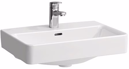 Waschtisch LAUFEN PRO S 550 x 380 mm, kompakt mit Überlauf, 1 Hahnloch-Ausführung weiß LAUFEN
