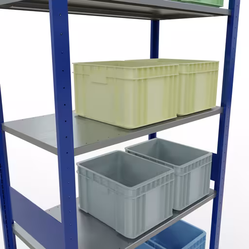 Grundregal, Fachbodenregal Stecksystem MULTIplus150, 3000 x 1000 x 500 mm (HxBxT), 7 Fachböden, Längenriegel, RAL 5010 enzianblau/verzinkt mit der GTIN 4004514280565 Grundregal, Fachbodenregal Stecksystem MULTIplus150, 3000 x 1000 x 500 mm (HxBxT), 7 Fachböden, Längenriegel, RAL 5010 enzianblau/verzinkt von Schulte Lagertechnik mit der Artikelnr. 12752-LR-B