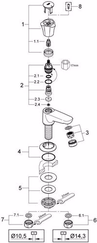 Technische Zeichnung 4079690 Standventil Costa Gussauslauf mit Mousseur chrom GROHE