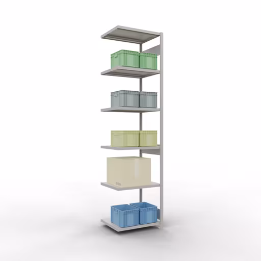 Anbauregal, Fachbodenregal Stecksystem MULTIplus250, 3000 x 750 x 600 mm (HxBxT), 7 Fachböden, Längenriegel, RAL 7035 lichtgrau aus der Kategorie Anbauregal mit der GTIN 4004514295149 Anbauregal, Fachbodenregal Stecksystem MULTIplus250, 3000 x 750 x 600 mm (HxBxT), 7 Fachböden, Längenriegel, RAL 7035 lichtgrau von der Marke Schulte Lagertechnik aus der Produktreihe Stecksystem