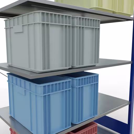 Produktbild Nr.8 des Artikels Anbauregal, Fachbodenregal Stecksystem MULTIplus150, 2000 x 1300 x 800 mm (HxBxT), 5 Fachböden, Kreuzstrebe, RAL 5010 enzianblau/verzinkt aus der Produktreihe Stecksystem von der Marke Schulte Lagertechnik