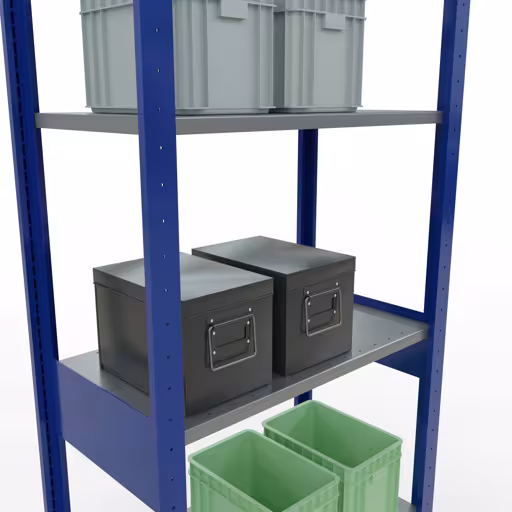 Grundregal, Fachbodenregal Stecksystem MULTIplus150, 2500 x 750 x 400 mm (HxBxT), 6 Fachböden, Längenriegel, RAL 5010 enzianblau/verzinkt/verzinkt von Schulte Lagertechnik aus der Kategorie Stecksystem