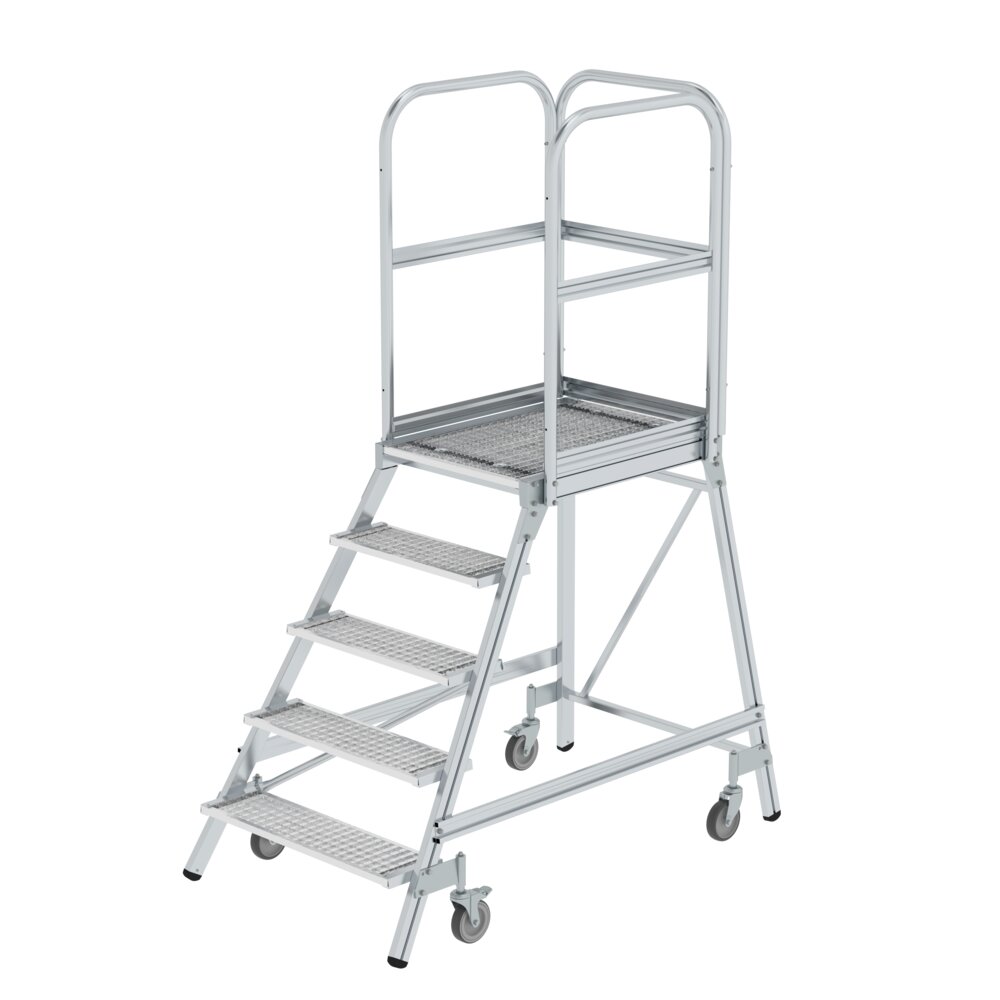 Munk Podesttreppe einseitig begehbar mit Federrollen Stahl-Gitterrost 5 Stufen von Günzburger Steigtechnik Munk Podesttreppe einseitig begehbar mit Federrollen Stahl-Gitterrost aus der Kategorie Podesttreppen mit der Artikelnr. 051105