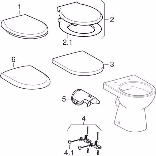 Technische Zeichnung 3966452 Geberit Renova Stand-WC Tiefspüler, Abgang horizontal teilgeschlossene Form, Rimfree, weiß