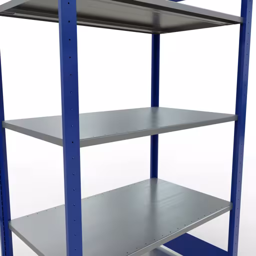 Abbildung Nr 8 des Artikels Grundregal, Fachbodenregal Stecksystem MULTIplus85, 2000 x 1000 x 600 mm (HxBxT), 5 Fachböden, Längenriegel, RAL 5010 enzianblau aus der Produktgruppe Stecksystem von der Marke Schulte Lagertechnik