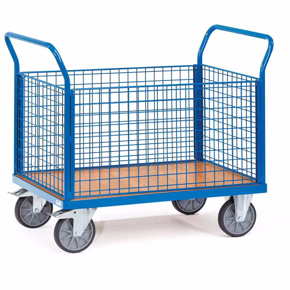 Vierwandwagen 1550 Länge 850 mm, Breite 450 mm von der Marke Fetra Vierwandwagen Drahtgitter Vierwandwagen aus Stahlrohr und Profilstahl geschweißt, pulverbeschichtet blau RAL 5007 Typ Ladeflächenlänge: 850 mm aus der Kategorie Wagen mit der Artikelnr. 1550