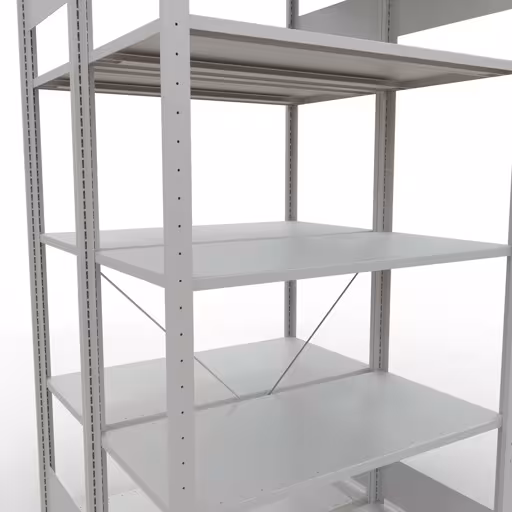 Produktbild Nr 7 des Artikels Grundregal, Doppelregal, Fachbodenregal Stecksystem MULTIplus150, 2000 x 1000 x (2x500) mm (HxBxT), 2x5 Fachböden, Kreuzstrebe, RAL 7035 lichtgrau Abbildung Nr 7 des Artikels Grundregal, Doppelregal, Fachbodenregal Stecksystem MULTIplus150, 2000 x 1000 x (2x500) mm (HxBxT), 2x5 Fachböden, Kreuzstrebe, RAL 7035 lichtgrau aus der Produktgruppe Fachbodenregale von der Marke Schulte Lagertechnik