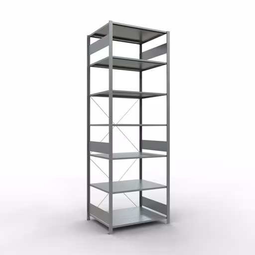 Grundregal, Fachbodenregal Stecksystem MULTIplus150, 3000 x 1000 x 800 mm (HxBxT), 7 Fachböden, Kreuzstrebe, verzinkt von der Marke Schulte Lagertechnik aus der Produktreihe Stecksystem