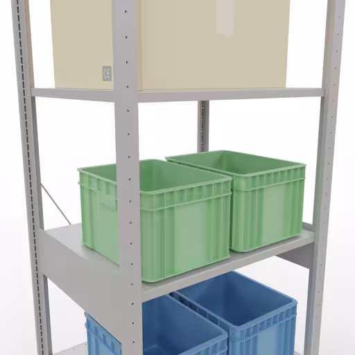 Zusatzbild des Artikels Grundregal, Fachbodenregal Stecksystem MULTIplus150, 2500 x 750 x 600 mm (HxBxT), 6 Fachböden, Kreuzstrebe, RAL 7035 lichtgrau Zusatzbild des Artikels Grundregal, Fachbodenregal Stecksystem MULTIplus150, 2500 x 750 x 600 mm (HxBxT), 6 Fachböden, Kreuzstrebe, RAL 7035 lichtgrau aus Grundregal