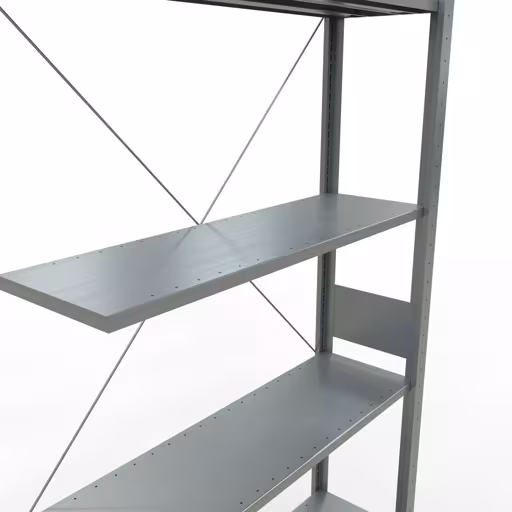 Anbauregal, Fachbodenregal Stecksystem MULTIplus85, 3000 x 1000 x 300 mm (HxBxT), 7 Fachböden, Kreuzstrebe, verzinkt von der Marke Schulte Lagertechnik aus der Produktreihe Stecksystem