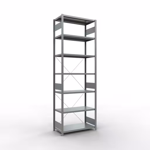 Grundregal, Fachbodenregal Stecksystem MULTIplus250, 3000 x 1000 x 500 mm (HxBxT), 7 Fachböden, Kreuzstrebe, verzinkt von der Marke Schulte Lagertechnik Grundregal, Fachbodenregal Stecksystem MULTIplus250, 3000 x 1000 x 500 mm (HxBxT), 7 Fachböden, Kreuzstrebe, verzinkt aus der Kategorie Grundregal mit der Artikelnummer 12952