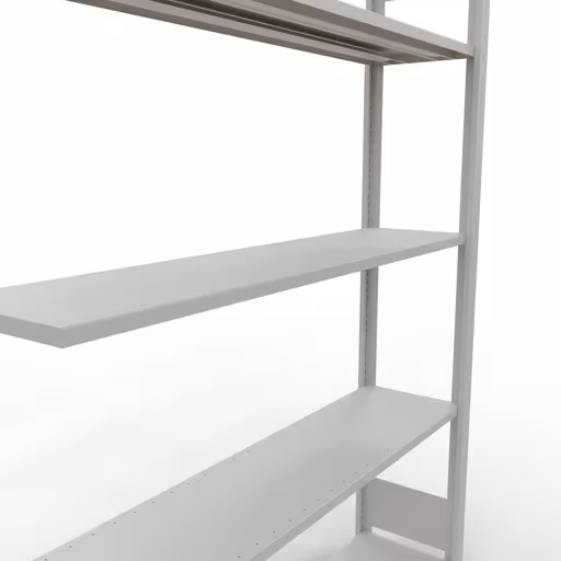 Anbauregal, Fachbodenregal Stecksystem MULTIplus150, 2000 x 1300 x 300 mm (HxBxT), 5 Fachböden, Längenriegel, RAL 7035 lichtgrau von Schulte Lagertechnik mit der Artikelnr. 32635-130-LR