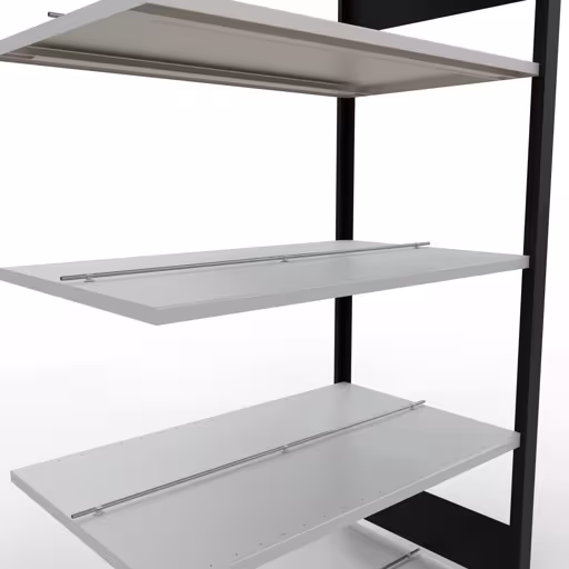 Abbildung Nr 10 des Artikels Anbauregal, Büro-Fachbodenregal Stecksystem MULTIplus150, 1800 x 1000 x 600 mm (HxBxT), 5 Fachböden, Längenriegel, mit Mittelanschlag, schwarz/lichtgrau aus der Produktgruppe Büroregale von der Marke Schulte Lagertechnik