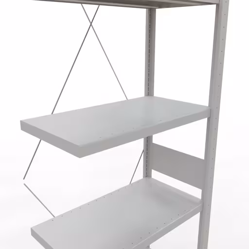 Anbauregal, Fachbodenregal Stecksystem MULTIplus250, 3000 x 750 x 400 mm (HxBxT), 7 Fachböden, Kreuzstrebe, RAL 7035 lichtgrau aus der Kategorie Anbauregal mit der GTIN 4004514238160 Anbauregal, Fachbodenregal Stecksystem MULTIplus250, 3000 x 750 x 400 mm (HxBxT), 7 Fachböden, Kreuzstrebe, RAL 7035 lichtgrau von der Marke Schulte Lagertechnik aus der Produktreihe Stecksystem