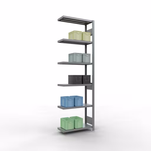 Produktbild Nr 13 des Artikels Anbauregal, Fachbodenregal Stecksystem MULTIplus250, 2500 x 750 x 300 mm (HxBxT), 6 Fachböden, Längenriegel, verzinkt Abbildung Nr 13 des Artikels Anbauregal, Fachbodenregal Stecksystem MULTIplus250, 2500 x 750 x 300 mm (HxBxT), 6 Fachböden, Längenriegel, verzinkt aus der Produktgruppe Stecksystem von der Marke Schulte Lagertechnik