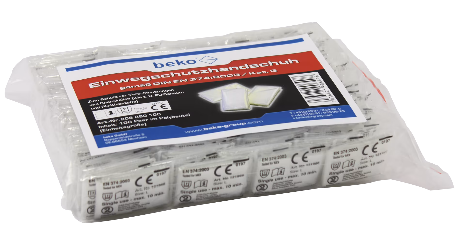 Einweg-Schutzhandschuh im 100er Pack gemäß EU 2016/425 von Beko Einweg-Schutzhandschuh im 100er Pack gemäß EU 2016/425 aus der Kategorie Einweghandschuhe mit der Artikelnr. 906 280 100