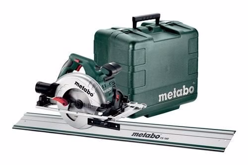 KS 55 FS handcirkelzaagset, 1200 W vermogen, 160 mm zaagblad, 20 mm boring, met geleiderail, METABO, uit de categorie snij- en zaagmachines, artikelnummer 8000593566