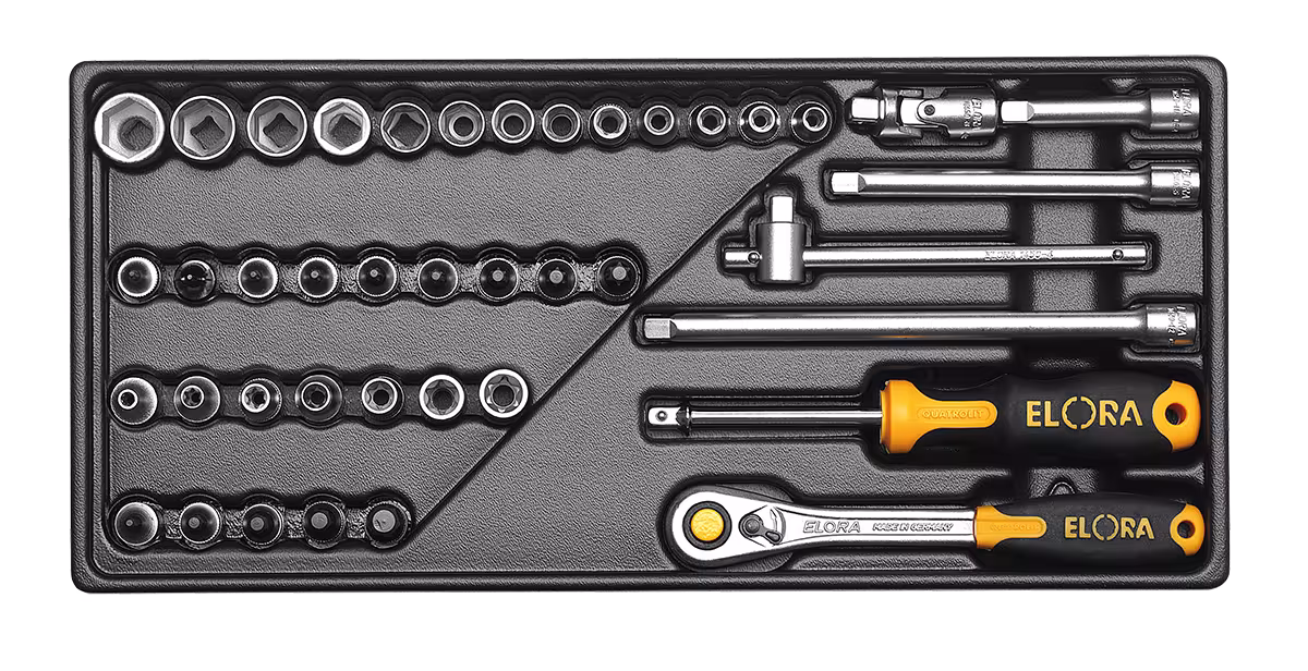 Steckschlüssel-Satz 1/4", 41-teilig MS-50 von ELORA Steckschlüssel-Satz 1/4", 41-teilig, ELORA-MS-50 aus der Kategorie Steckschlüssel-Sortiment 1/4" mit der Artikelnr. 0000550001000