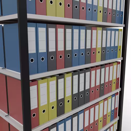 Abbildung Nr 12 des Artikels Grundregal, Büro-Fachbodenregal Stecksystem MULTIplus150, 2300 x 1300 x 600 mm (HxBxT), 7 Fachböden, Längenriegel, mit Mittelanschlag, schwarz/lichtgrau aus der Produktgruppe Büroregale von der Marke Schulte Lagertechnik