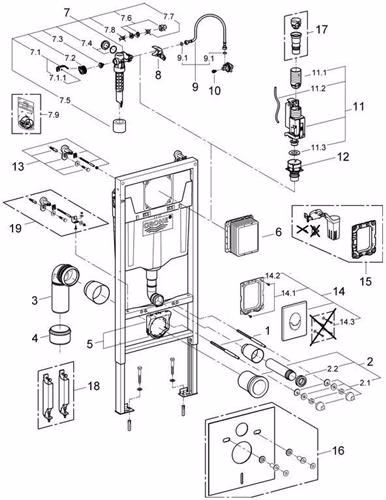 WC-Vorwandelement Rapid SL in 1-Set für WC Rapid SL 3, mit Zubehör für Vorwandmonta GROHE